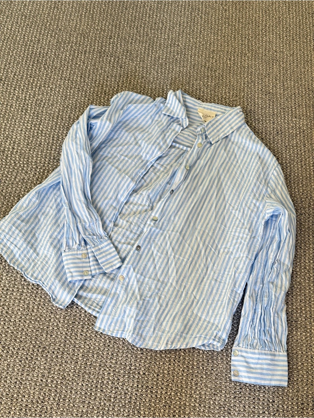Light Blue & White Vertical Striped Button-Up Shirt